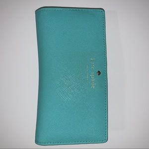 Kate spade teal wallet slim bifold New York green